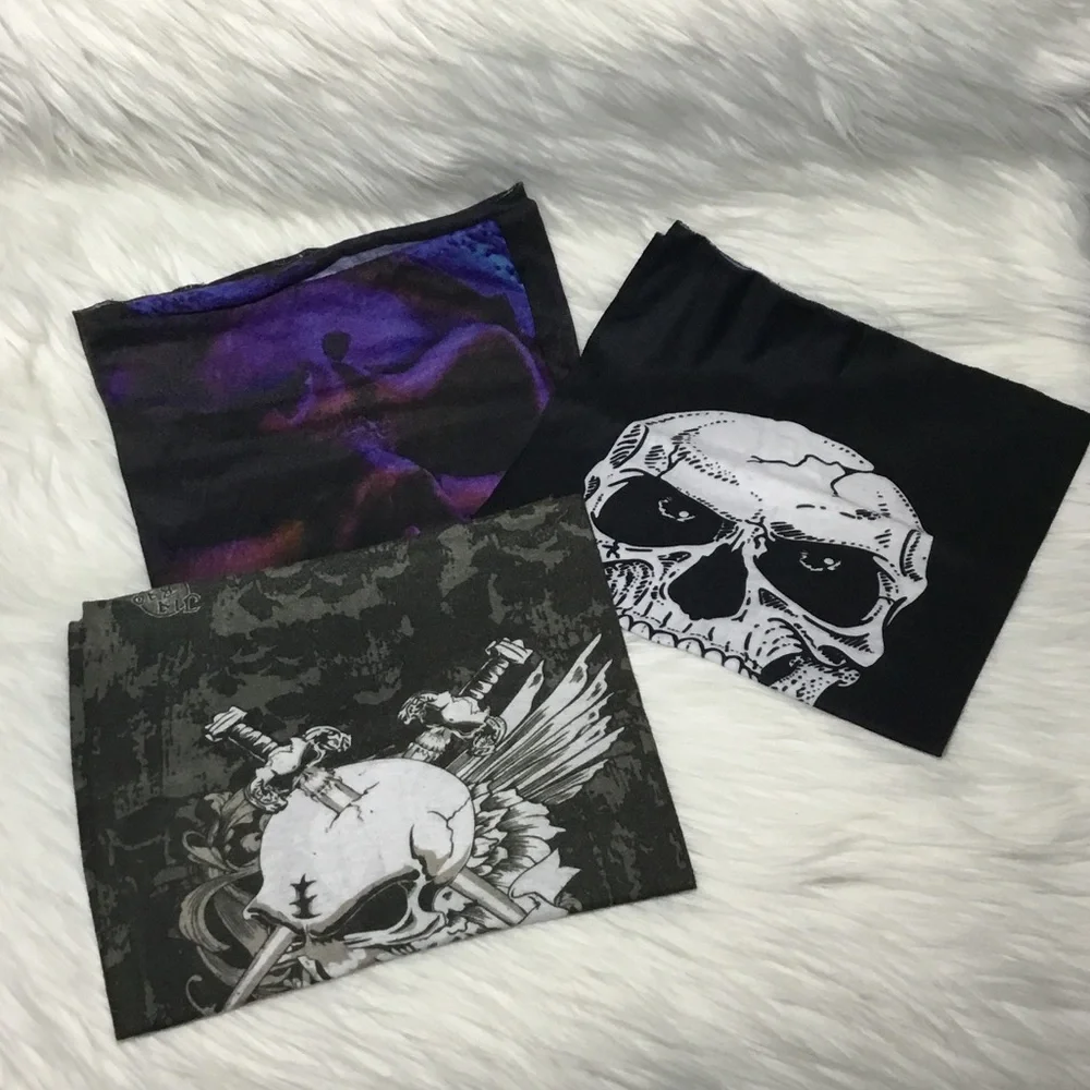 Skull Print Neck Gators, Lot of 3